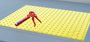 Cut nozzle of the sealant tube at a 45˚ angle and apply a smooth bead around the perimeter.